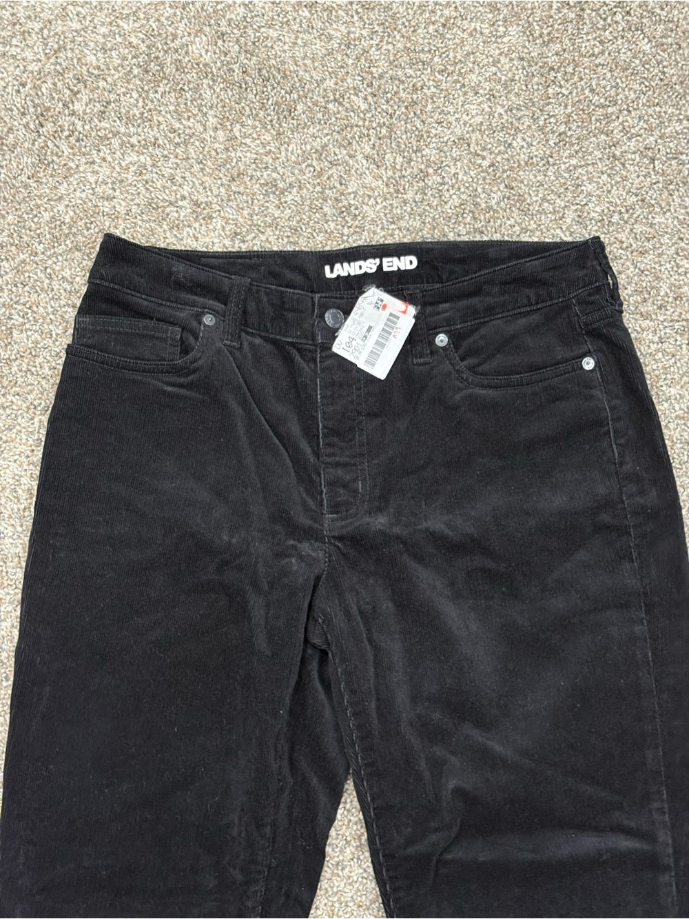 Women’s Lands End 10 Medium Pants Plush Cords Corduroy Black Stretch Straight - Picture 5 of 10
